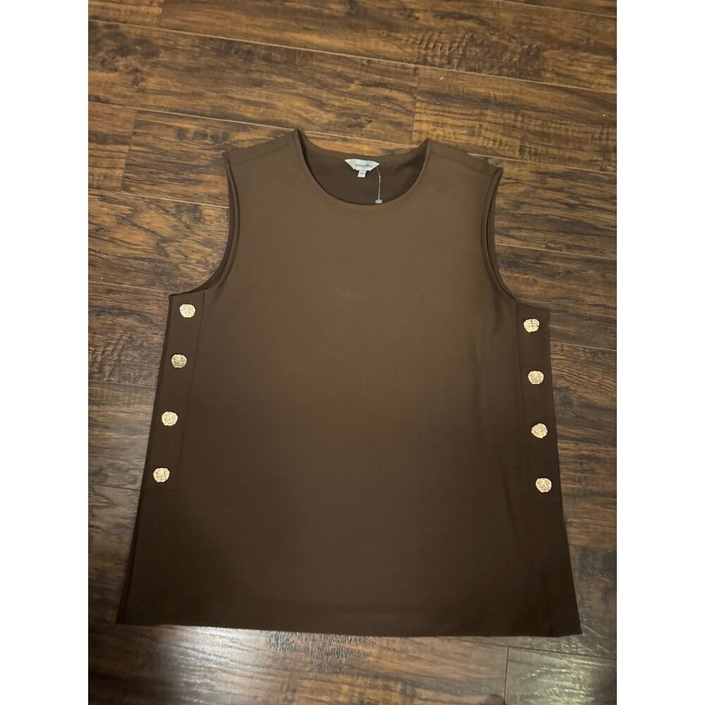 Autres Filles Brown Sleeveless Stretch Knot Top Blouse Women's Sz:L